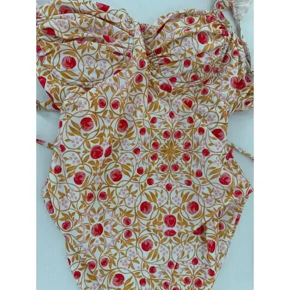 REBECCA VALLANCE Swimsuit Size Large Catania Ruffled Waist Tie Floral One Piece​ - Picture 7 of 11